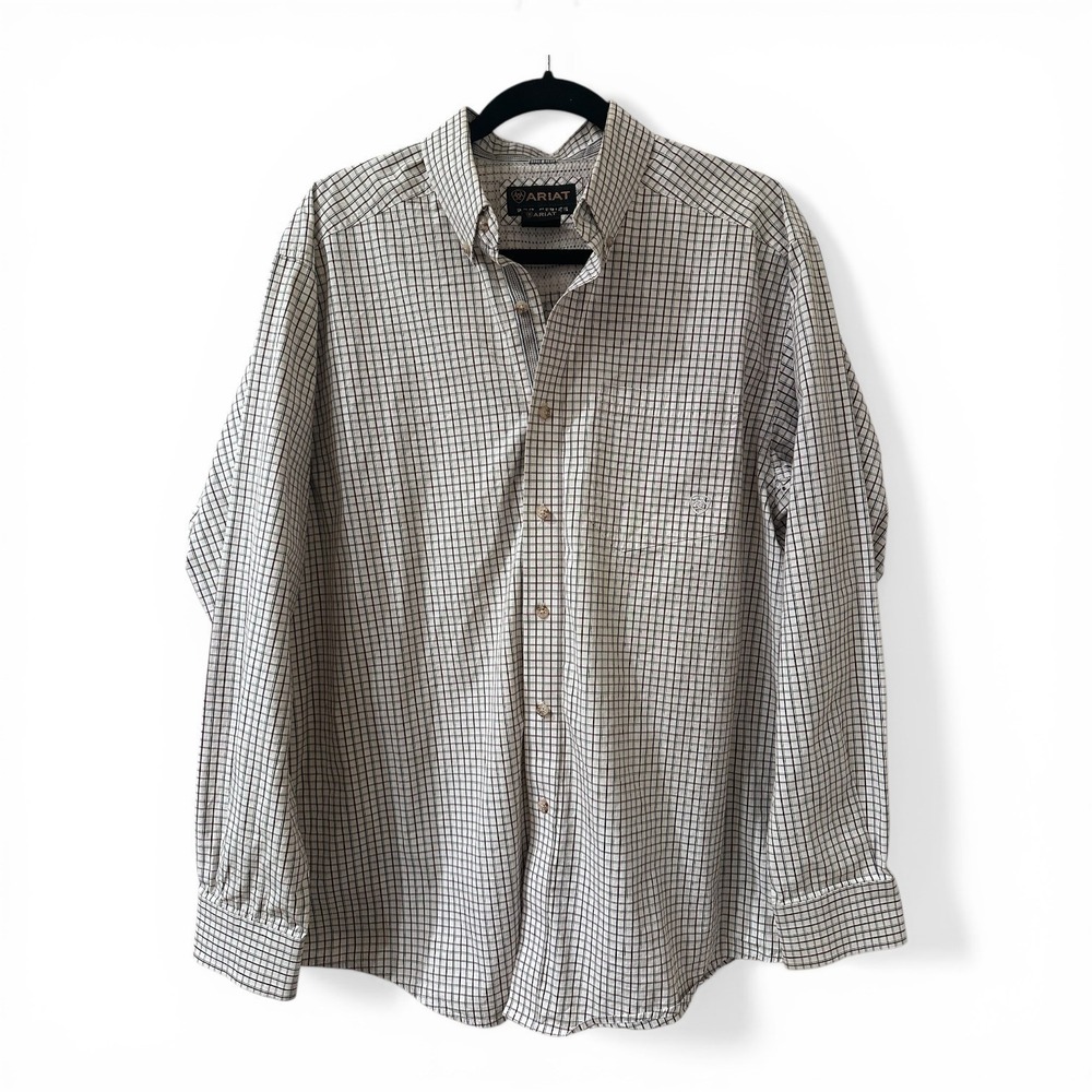 Ariat Pro Series Shirt Mens L Plaid Western Vented Workwear Ranch